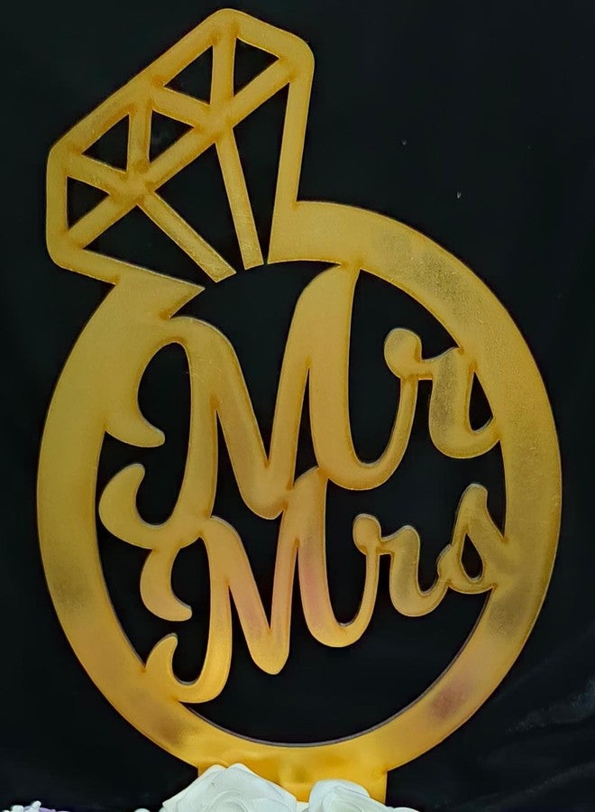 Mridang Handmade Mr. & Mrs. Engagement Ring Tray Holder Platter with Beautiful Floral Work(Anniversary/Engagement/Wedding Ring Platter/Decorative Tray/Marriage Decor) - Image 3